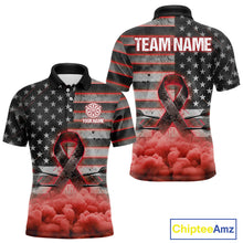 Load image into Gallery viewer, Red Cloud Ribbon US Flag Dart Arrow Custom Breast Cancer Awareness Darts Men Polo Shirt NYN1818