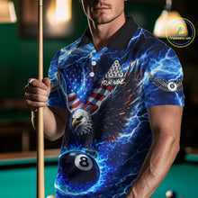 Load image into Gallery viewer, US Flag Eagle Thunder Blue Pool 8 Ball Men Billiard Shirt Custom Patriotic Billiard Team Attire NYN2604