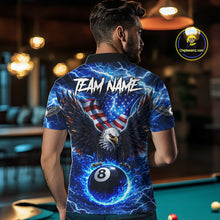 Load image into Gallery viewer, US Flag Eagle Thunder Blue Pool 8 Ball Men Billiard Shirt Custom Patriotic Billiard Team Attire NYN2604