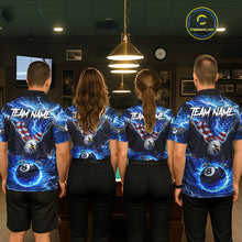 Load image into Gallery viewer, US Flag Eagle Thunder Blue Pool 8 Ball Men Billiard Shirt Custom Patriotic Billiard Team Attire NYN2604