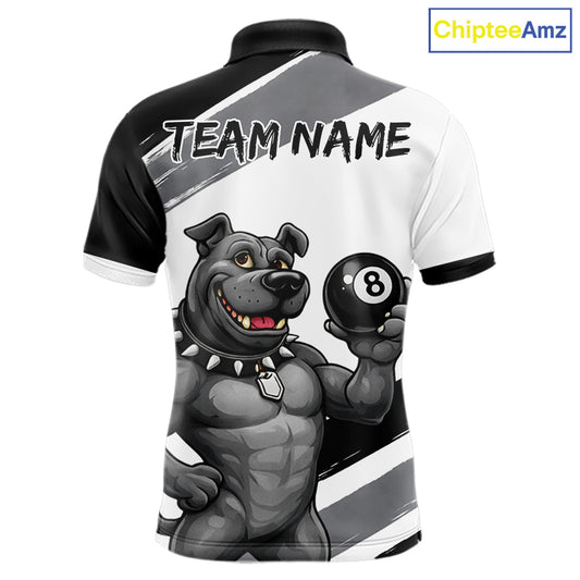 Grey And White Paint Funny Bulldog 8 Ball Billiard Pool Shirt For Men Custom Billiard Team Appeal NYN2765