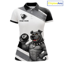 Load image into Gallery viewer, Grey And White Paint Funny Bulldog 8 Ball Billiard Pool Shirt For Women Custom Billiard Team Appeal NYN2765