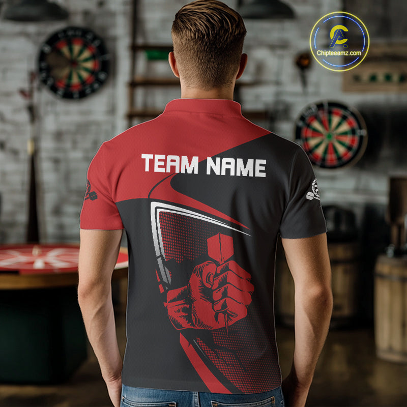 Custom Black And Red Dart Arrows Dart Shirts For Men Outfits Dart Team Jerseys NYN0064