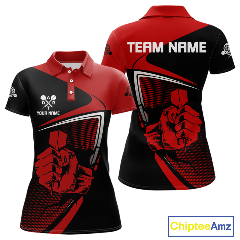 Custom Black And Red Dart Arrows Dart Shirts For Women Outfits Dart Team Jerseys NYN0064