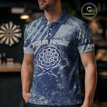 Load image into Gallery viewer, Keep Clam And Plays Dart Custom Blue Grunge Dart Shirts For Men, Dart Team Jerseys NYN0065