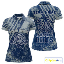 Load image into Gallery viewer, Kepp Clam And Plays Dart Custom Blue Grunge Dart Shirts For Women, Dart Team Jerseys NYN0065