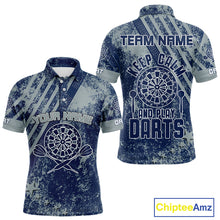 Load image into Gallery viewer, Keep Clam And Plays Dart Custom Blue Grunge Dart Shirts For Men, Dart Team Jerseys NYN0065