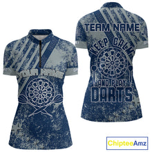 Load image into Gallery viewer, Kepp Clam And Plays Dart Custom Blue Grunge Dart Shirts For Women, Dart Team Jerseys NYN0065