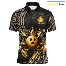 Load image into Gallery viewer, Black And Gold Crown Bowling Ball &amp; Pin Jerseys For Men Custom Claws Skull Bowling Team Attire NYN3170