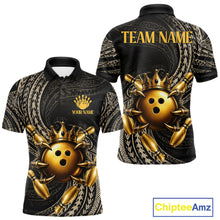 Load image into Gallery viewer, Black And Gold Crown Bowling Ball &amp; Pin Jerseys For Men Custom Claws Skull Bowling Team Attire NYN3170