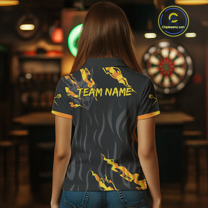 Orange Ferocious Wolf Dart Arrow Funny Darts Shirt For Women - Customizable Name NYN0406