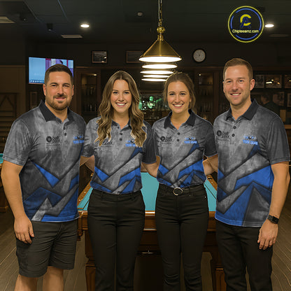 8 Ball Pool Billiard Polo & 1/4-Zip Shirt For Men Custom Lightning Blue 8 Ball Billiard Team Attire NYN4689