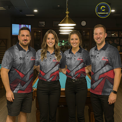 8 Ball Pool Billiard Polo & 1/4-Zip Shirt For Women Custom Lightning Red 8 Ball Billiard Team Attire NYN4690