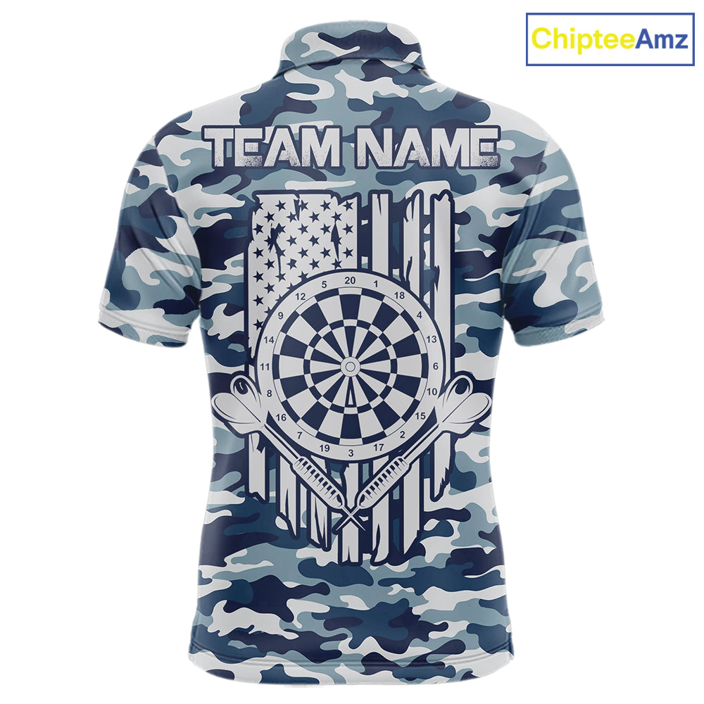 Navy Blue Camo Dart Team Shirt For Men Personalized Patriot Dartboard US Flag Team Dart Jersey NYN4691
