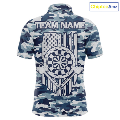 Navy Blue Camo Dart Team Shirt For Men Personalized Patriot Dartboard US Flag Team Dart Jersey NYN4691