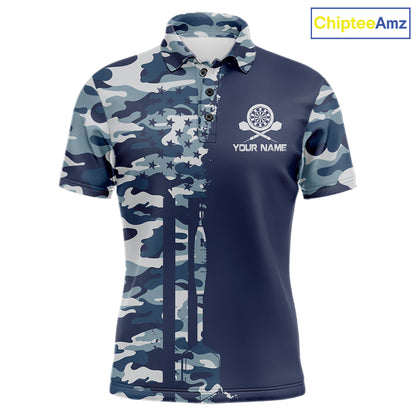 Navy Blue Camo Dart Team Shirt For Men Personalized Patriot Dartboard US Flag Team Dart Jersey NYN4691