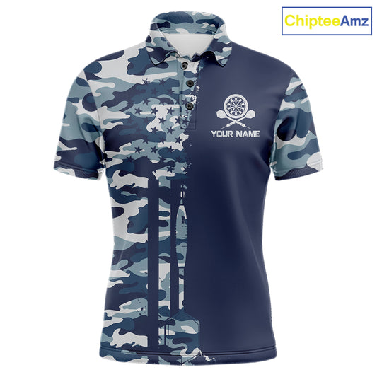 Navy Blue Camo Dart Team Shirt For Men Personalized Patriot Dartboard US Flag Team Dart Jersey NYN4691
