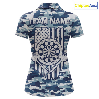 Navy Blue Camo Dart Team Shirt For Women Personalized Patriot Dartboard US Flag Team Dart Jersey NYN4691