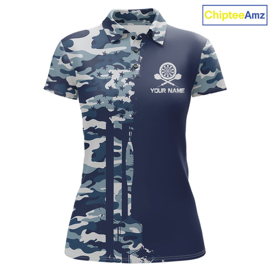 Navy Blue Camo Dart Team Shirt For Women Personalized Patriot Dartboard US Flag Team Dart Jersey NYN4691