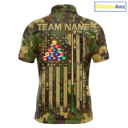 Green & Beige Camo Billiard Team Shirt For Men Custom Patriot US Flag Pool Team Billiard Jersey NYN4692
