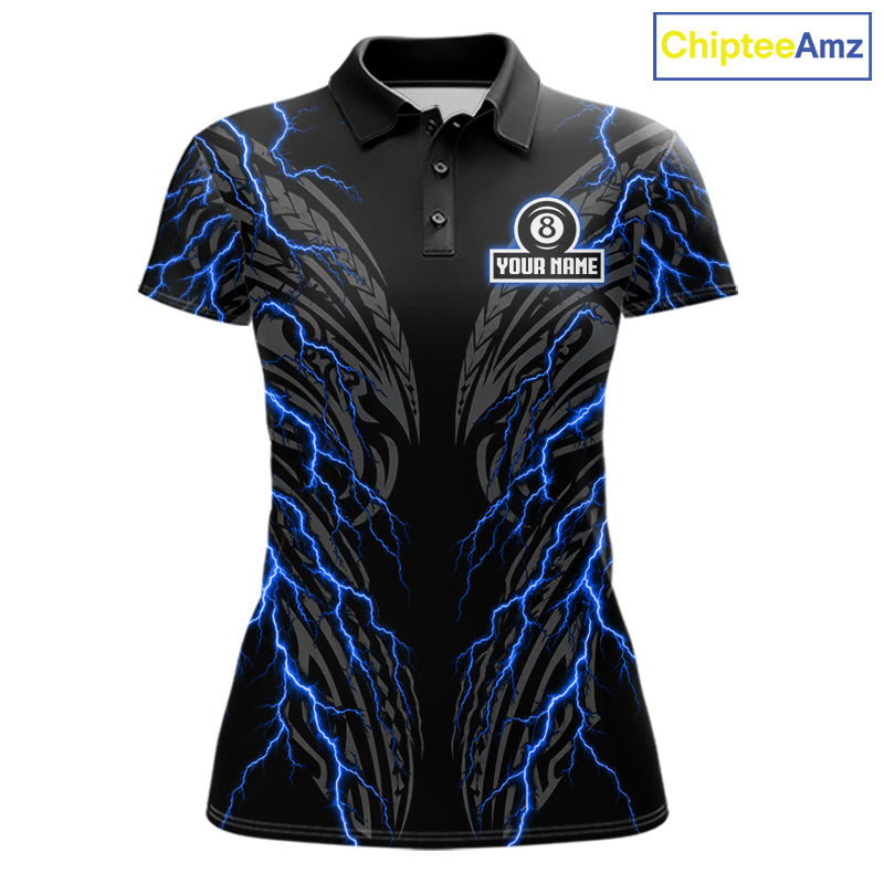 Blue Tribal Pattern Billiard 8 Ball Team Jersey Custom Thunder Lightning Billiard Shirt For Men NYN4694