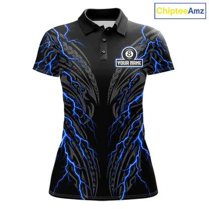 Blue Tribal Pattern Billiard 8 Ball Team Jersey Custom Thunder Lightning Billiard Shirt For Men NYN4694