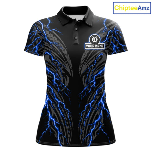 Blue Tribal Pattern Billiard 8 Ball Team Jersey Custom Thunder Lightning Billiard Shirt For Men NYN4694
