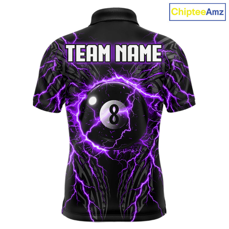 Purple Tribal Pattern Billiard 8 Ball Team Jersey Custom Thunder Lightning Billiard Shirt For Men NYN4695