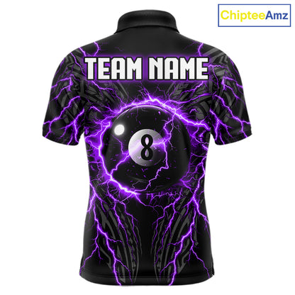 Purple Tribal Pattern Billiard 8 Ball Team Jersey Custom Thunder Lightning Billiard Shirt For Men NYN4695