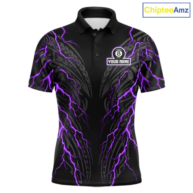 Purple Tribal Pattern Billiard 8 Ball Team Jersey Custom Thunder Lightning Billiard Shirt For Men NYN4695