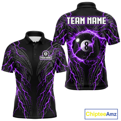 Purple Tribal Pattern Billiard 8 Ball Team Jersey Custom Thunder Lightning Billiard Shirt For Men NYN4695