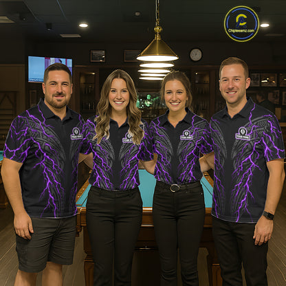 Purple Tribal Pattern Billiard 8 Ball Team Jersey Custom Thunder Lightning Billiard Shirt For Women NYN4695