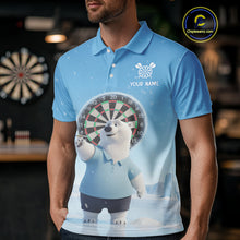 Load image into Gallery viewer, Custom Funny Polar Bear Plays Ice Dart Arrow Darts Polo Shirt For Men, Dart Team Jerseys NYN1819