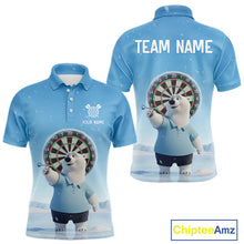 Load image into Gallery viewer, Custom Funny Polar Bear Plays Ice Dart Arrow Darts Polo Shirt For Men, Dart Team Jerseys NYN1819