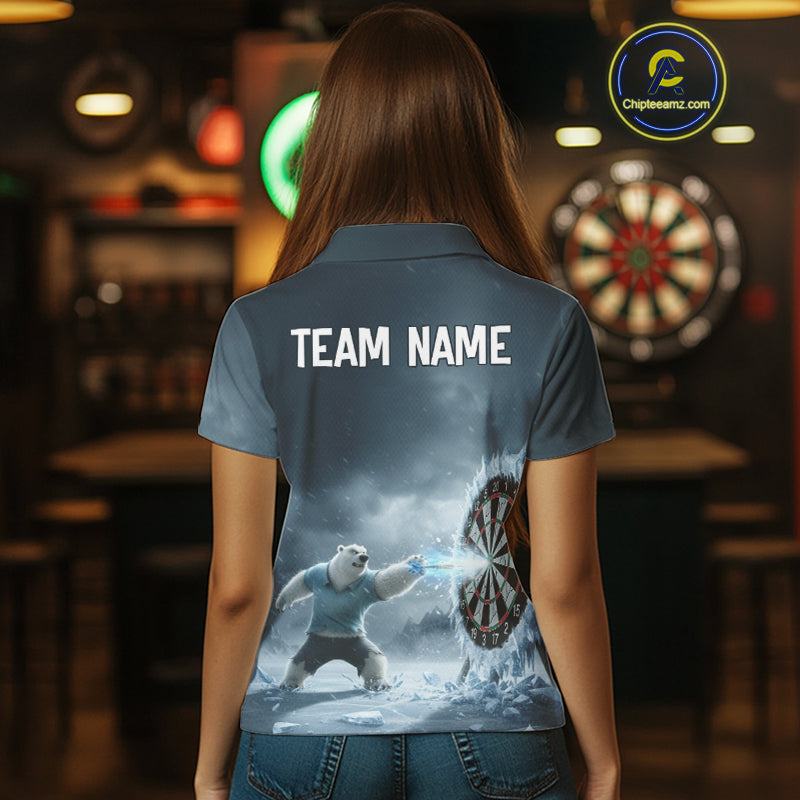 Custom Horror Polar Bear Ice Dartboard Darts Polo Shirt For Women, Funny Dart Team Jerseys NYN1820