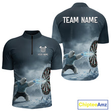 Load image into Gallery viewer, Custom Horror Polar Bear Ice Dartboard Darts Quarter-Zip Shirt For Men, Funny Dart Team Jerseys NYN1820