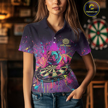 Load image into Gallery viewer, Custom Purple Bulldog Splatter Dartboard Women Darts Polo Shirt Funny Colorful Dart Jerseys NYN1828