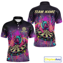 Load image into Gallery viewer, Custom Purple Bulldog Splatter Dartboard Men Darts Polo Shirt Funny Colorful Dart Jerseys NYN1828