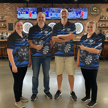 Load image into Gallery viewer, Blue Grunge Grey Smoke Tiger Dartboard Custom Dart Polo Shirt Men Dart League Jerseys NYN2089