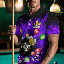 Load image into Gallery viewer, Purple Splatter Paint Pool 8 Ball Billiard Shirt For Men Custom Funny Beer 8 Ball Billiard Attire NYN2615