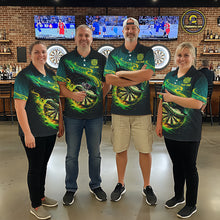 Load image into Gallery viewer, Green Splatter Paint Shark Dartboard &amp; Arrow Men Darts Polo Shirt Custom Darts Team Jersey NYN2616