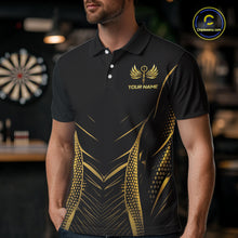 Load image into Gallery viewer, Personalized Black And Gold Wings Dart Arrow Men Darts Polo Shirt Custom Dart Team Jersey NYN2619