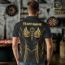 Load image into Gallery viewer, Personalized Black And Gold Wings Dart Arrow Men Darts Polo Shirt Custom Dart Team Jersey NYN2619