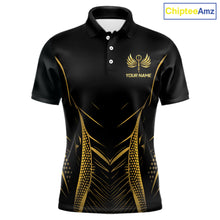 Load image into Gallery viewer, Personalized Black And Gold Wings Dart Arrow Men Darts Polo Shirt Custom Dart Team Jersey NYN2619