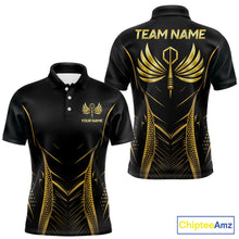 Load image into Gallery viewer, Personalized Black And Gold Wings Dart Arrow Men Darts Polo Shirt Custom Dart Team Jersey NYN2619