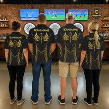 Load image into Gallery viewer, Personalized Black And Gold Wings Dart Arrow Men Darts Polo Shirt Custom Dart Team Jersey NYN2619