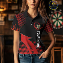 Load image into Gallery viewer, Red Dripping Heart Halftone Pattern Custom Dart Shirt For Women, Dart Team Jerseys NYN0219