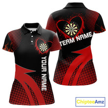 Load image into Gallery viewer, Red Dripping Heart Halftone Pattern Custom Dart Shirt For Women, Dart Team Jerseys NYN0219