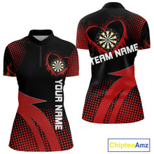 Load image into Gallery viewer, Red Dripping Heart Halftone Pattern Custom Dart Shirt For Women, Dart Team Jerseys NYN0219