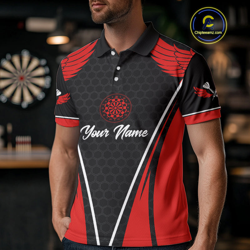 Halftone Pattern Dartboard Custom Red Dart Shirt For Men, Dart Team Jerseys NYN0225
